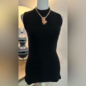 Etiquette Black Sleeveless Ribbed Cutout Sweater Top - Size S